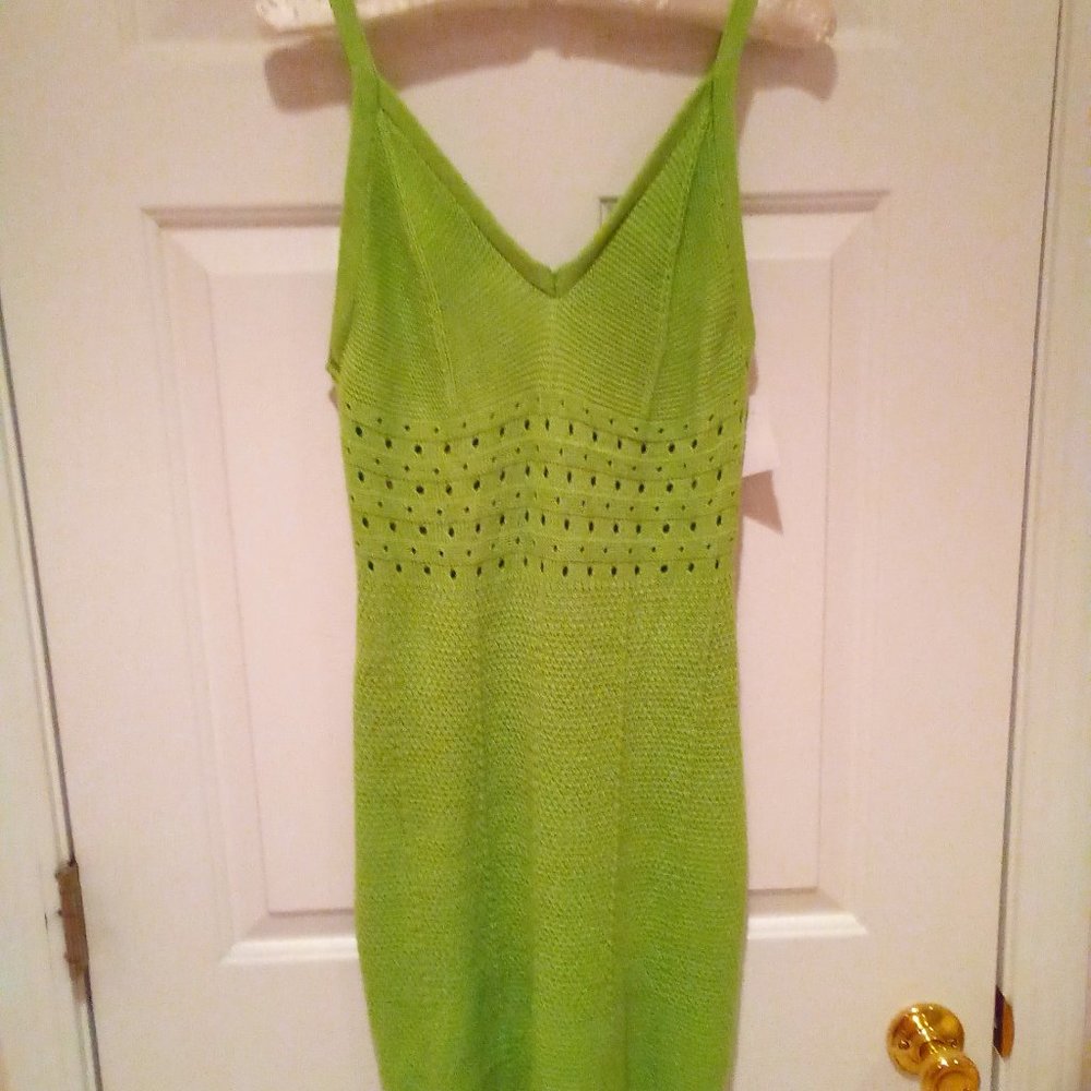 Little green knit mini dress